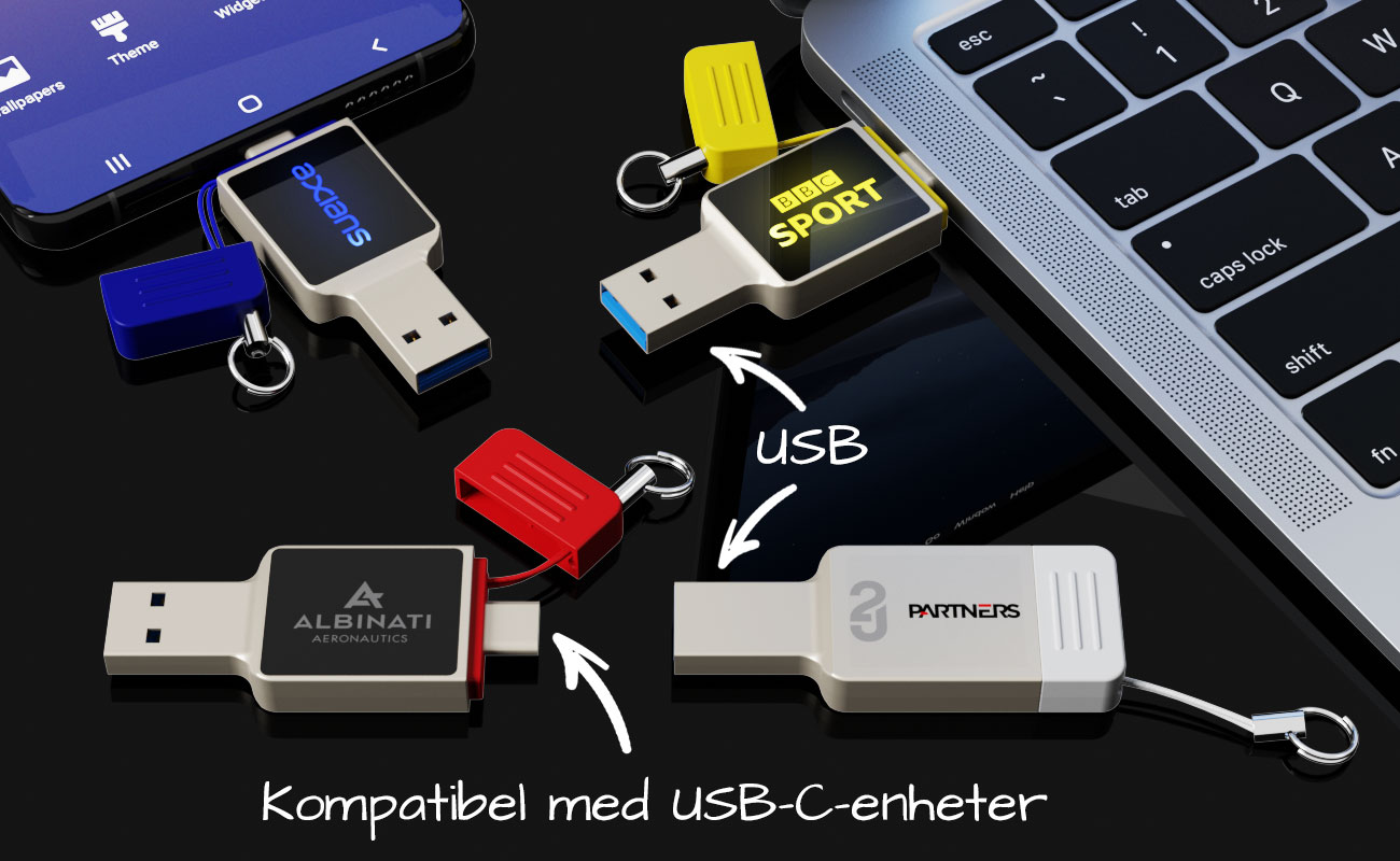Neon - USB Minne med USB-C med Tryck