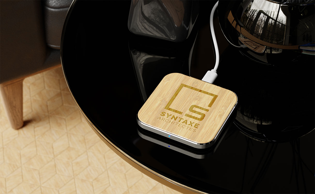 Savanna - Trådlös laddare i bambu med tryck gallery thumbnail